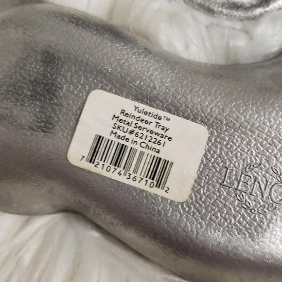 Vintage Lenox Yuletide Metal Reindeer Servewear Tray - Picture 7 of 12